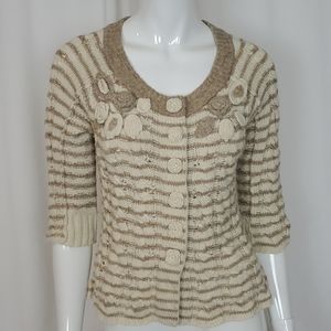 Anthropologie Moth 3/4 Sleeve Cardigan Sweater
